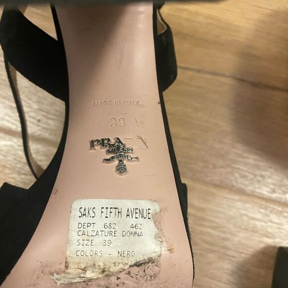 PRADA Suede Block Heel Platform Sandals Black Size 39 - Picture 4 of 11